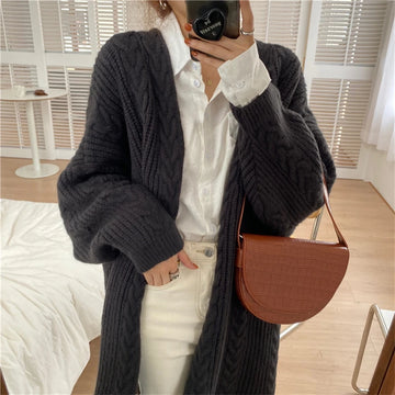 NEW Women Korean Casual Long Sweater Cardigan Soft Comfortable Solid Free Size Loose Long Sleeve Female Bat Sleeve Knitted